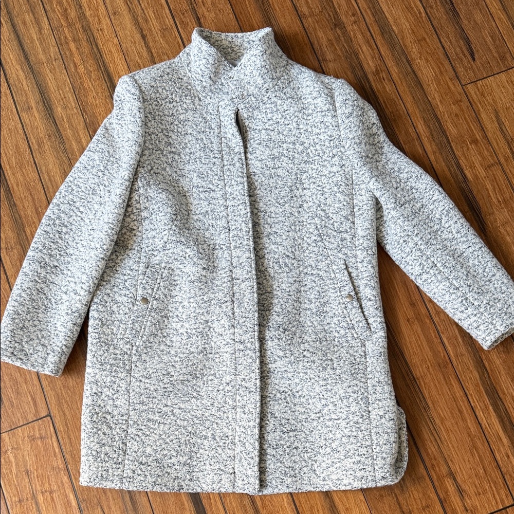 LOFT XL Women's Textured Gray and Black Pea Coat